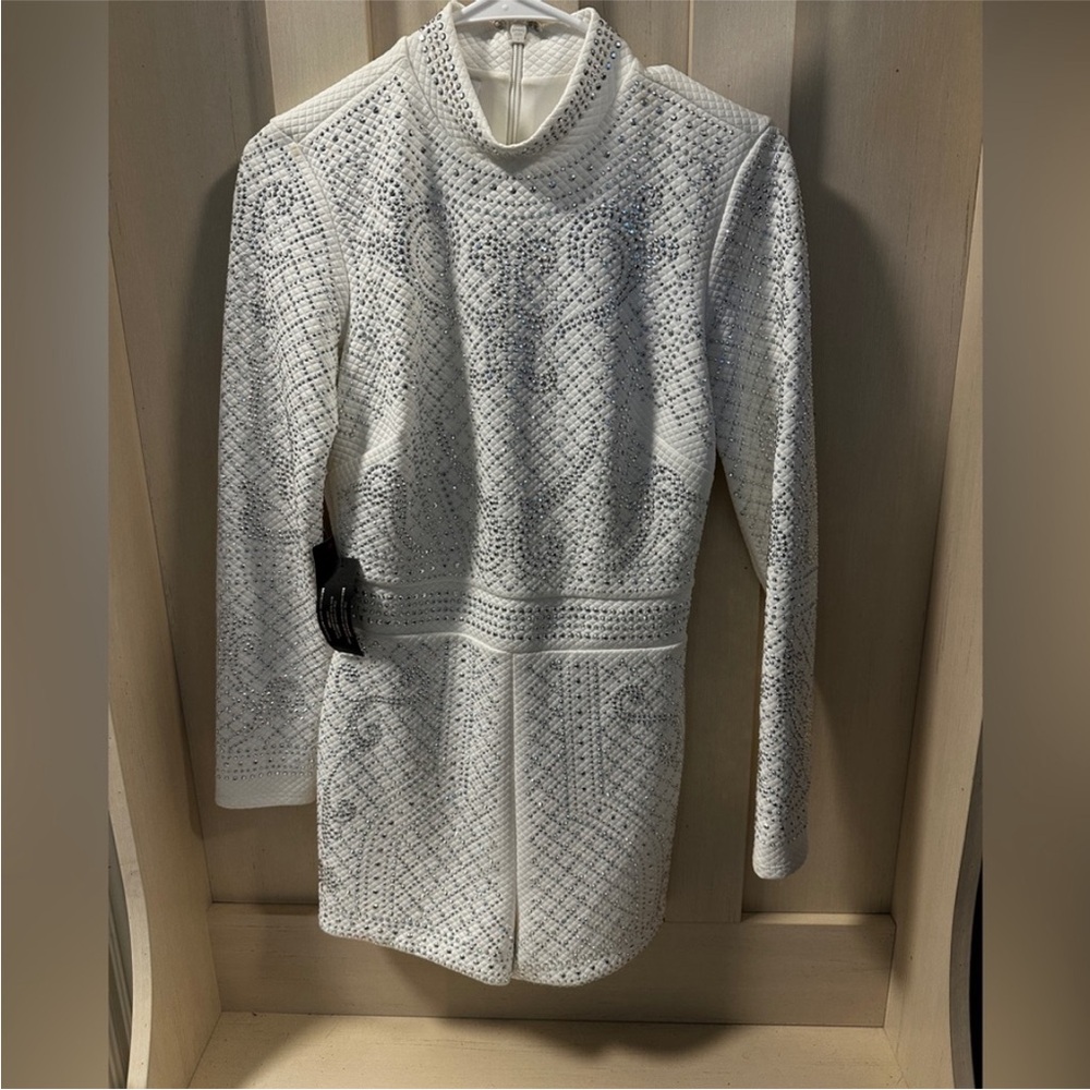 Bebe Bianca Studded Texture Romper - White